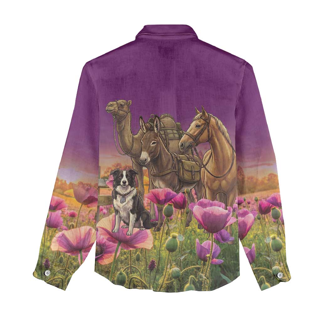 ANZAC Day Women Casual Shirt Lest We Forget The Animals Of War LT15 - Polynesian Pride