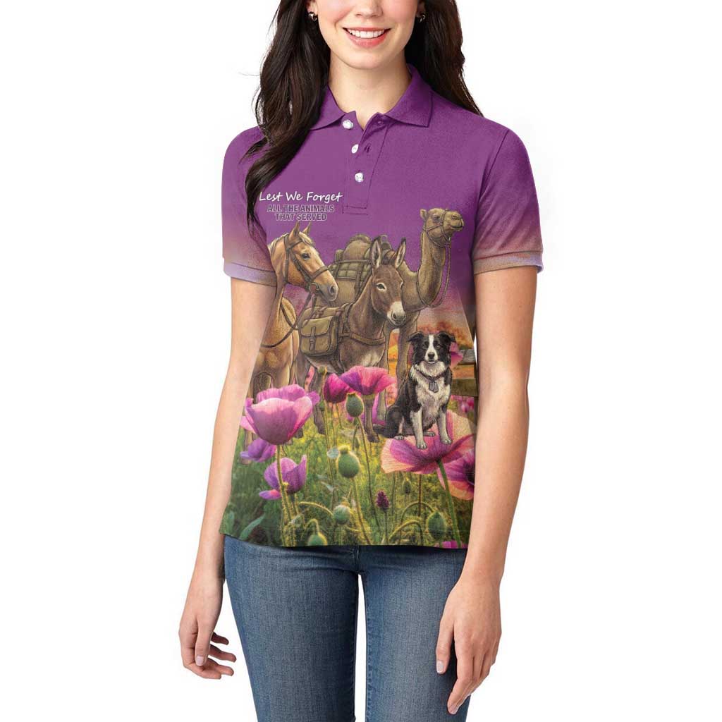 ANZAC Day Women Polo Shirt Lest We Forget The Animals Of War