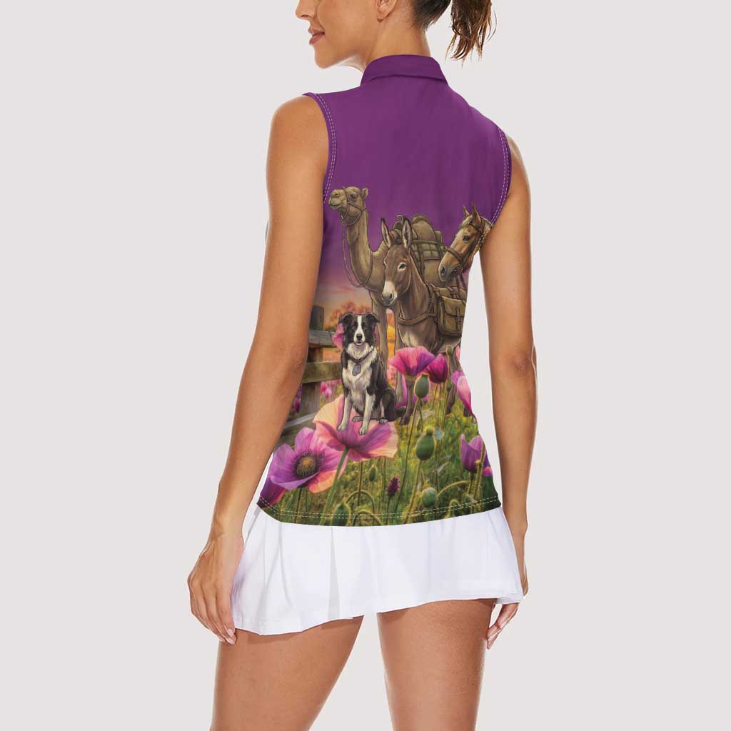 ANZAC Day Women Sleeveless Polo Shirt Lest We Forget The Animals Of War