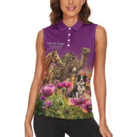 ANZAC Day Women Sleeveless Polo Shirt Lest We Forget The Animals Of War