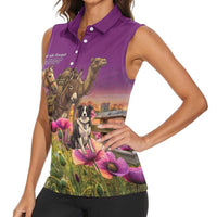 ANZAC Day Women Sleeveless Polo Shirt Lest We Forget The Animals Of War