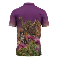 ANZAC Day Zipper Polo Shirt Lest We Forget The Animals Of War LT15 - Polynesian Pride