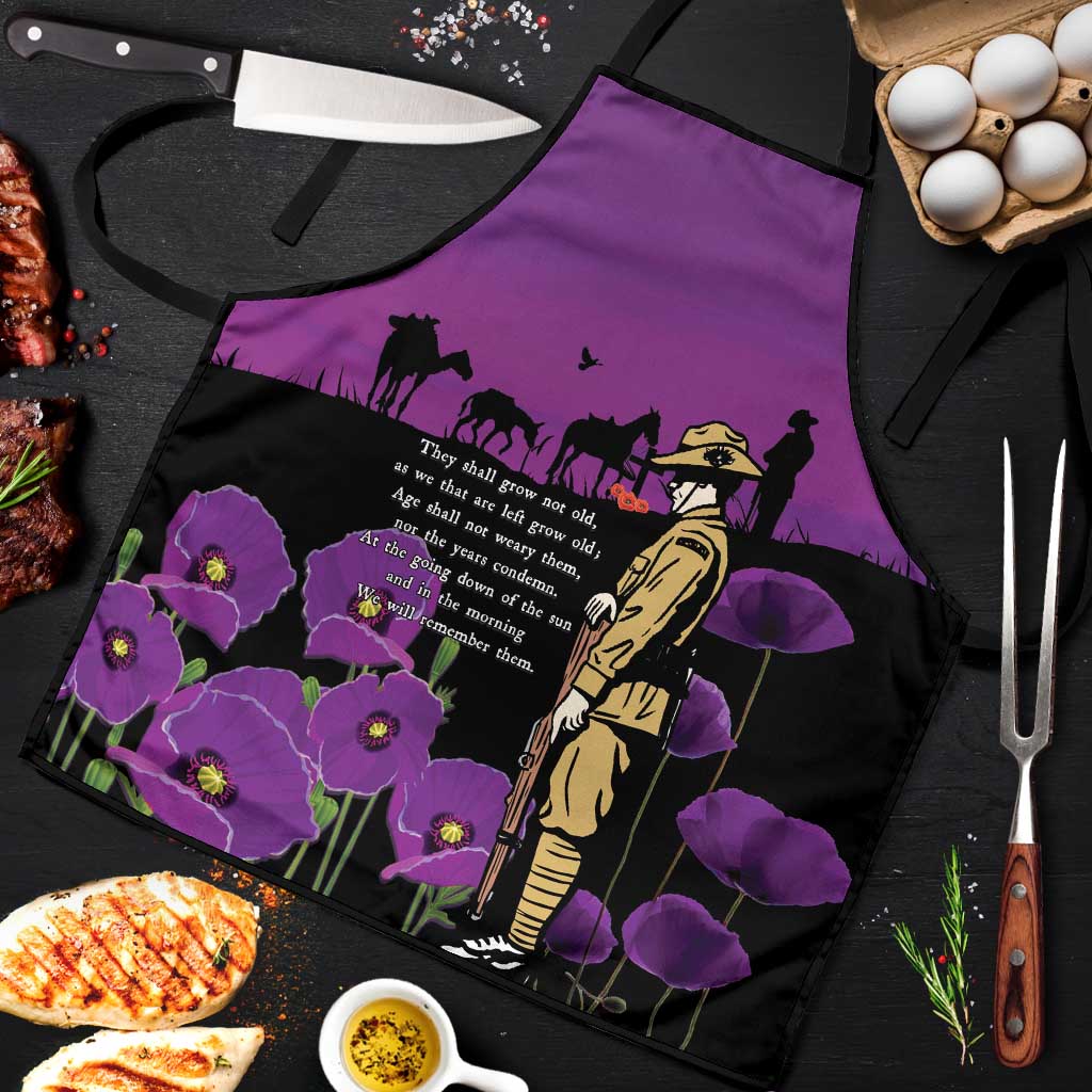 ANZAC Soldier and War Animals Apron We Will Remember Them LT15 Purple - Polynesian Pride