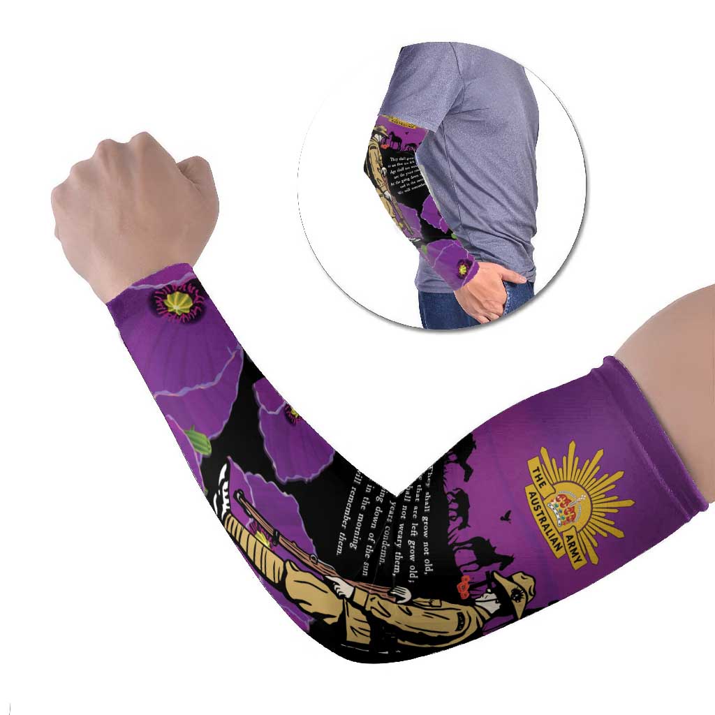 ANZAC Soldier and War Animals Arm Sleeves We Will Remember Them LT15 Set of 2 Purple - Polynesian Pride