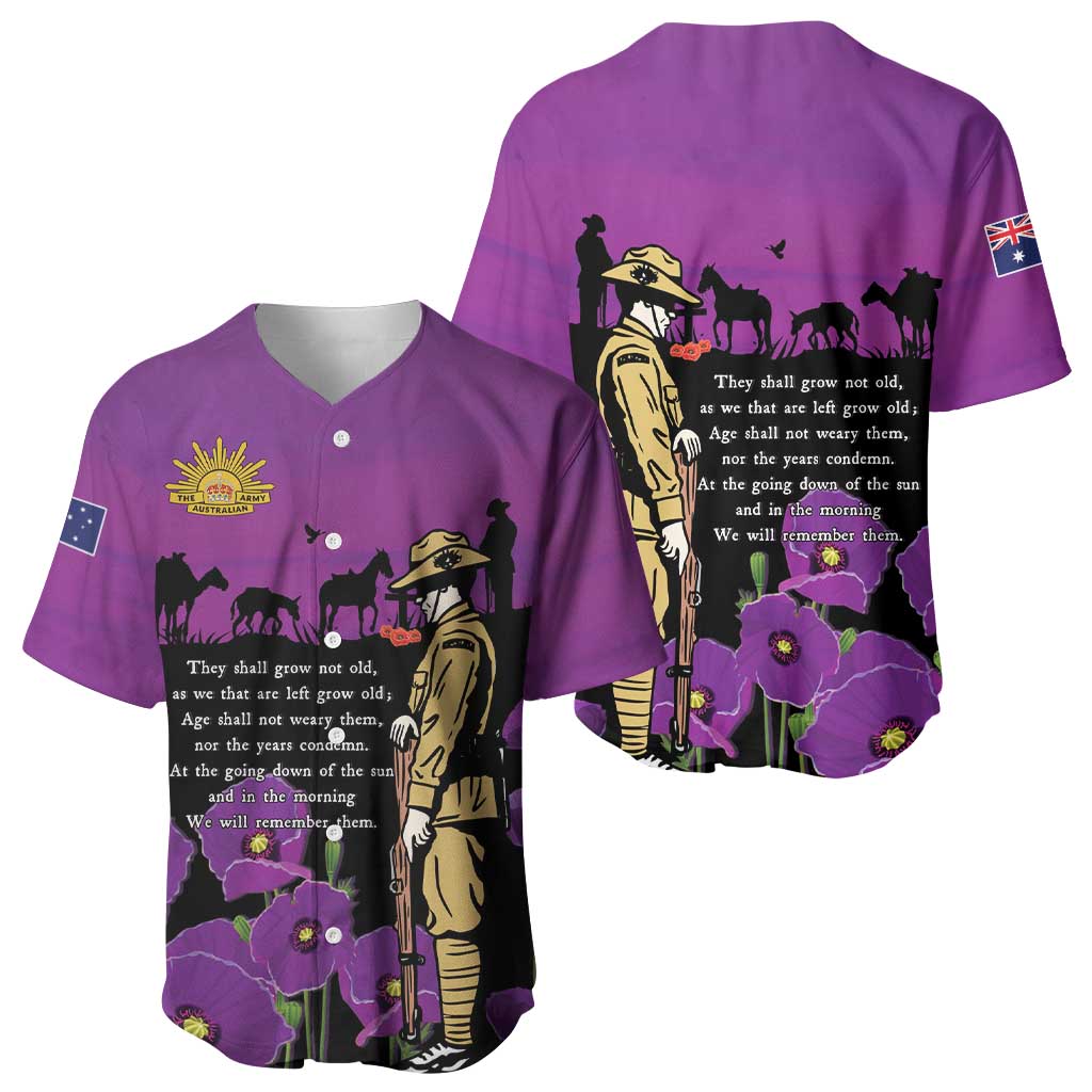 ANZAC Soldier and War Animals Baseball Jersey We Will Remember Them LT15 - Polynesian Pride