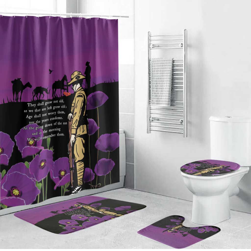 ANZAC Soldier and War Animals Bathroom Set We Will Remember Them LT15 Bathroom Set (4 pcs) Purple - Polynesian Pride
