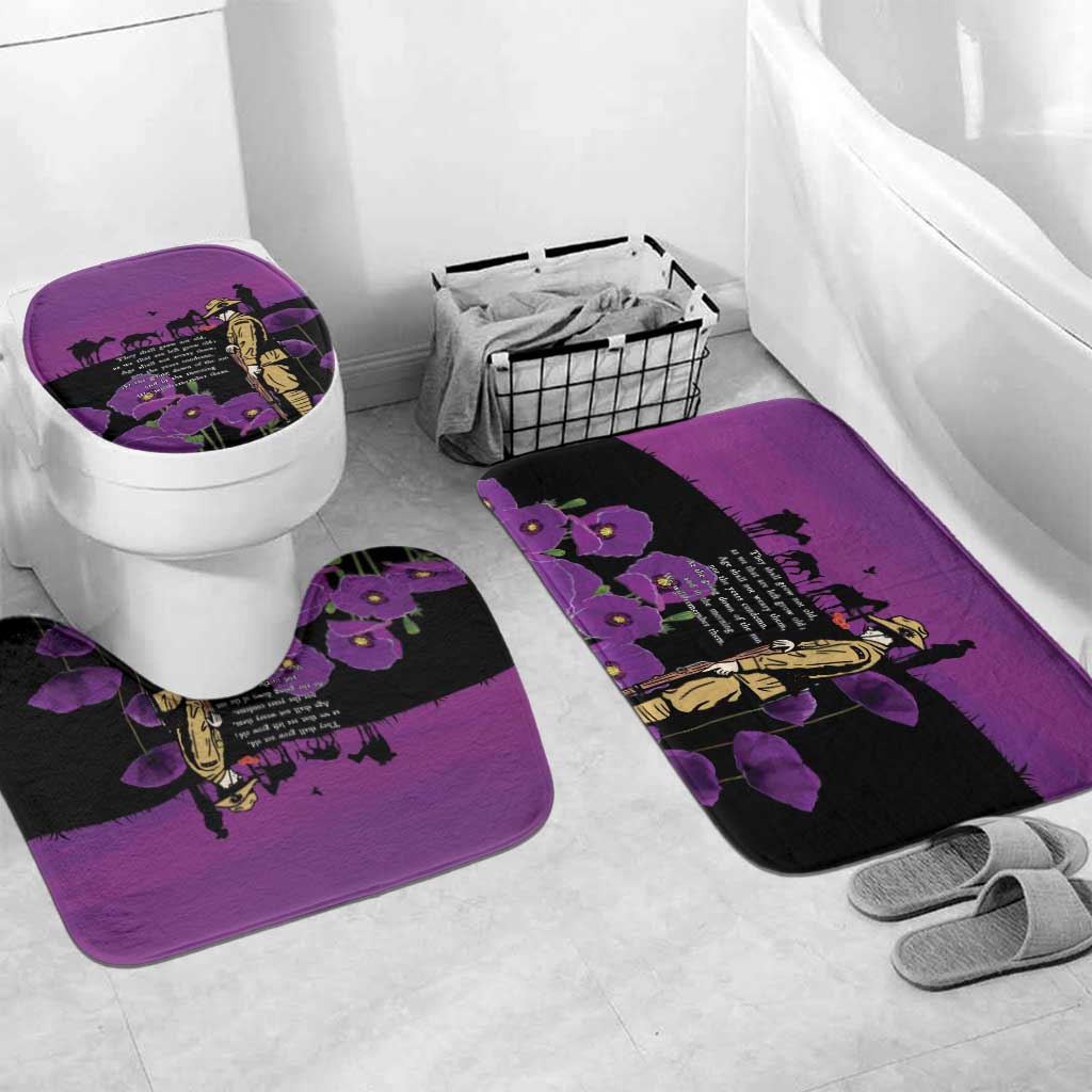 ANZAC Soldier and War Animals Bathroom Set We Will Remember Them LT15 Mat Set Only (3 pcs) One Size Purple - Polynesian Pride