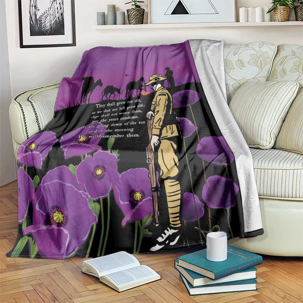 ANZAC Soldier and War Animals Blanket We Will Remember Them LT15 Purple - Polynesian Pride