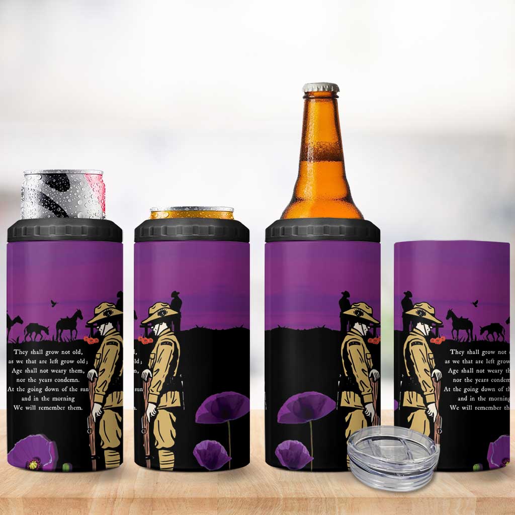 ANZAC Soldier and War Animals 4 in 1 Can Cooler Tumbler We Will Remember Them LT15 - Polynesian Pride