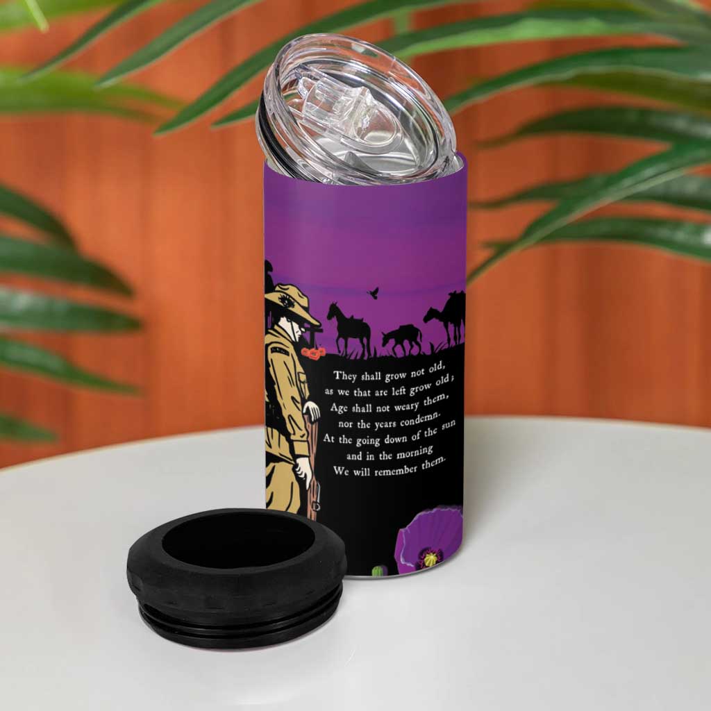 ANZAC Soldier and War Animals 4 in 1 Can Cooler Tumbler We Will Remember Them LT15 - Polynesian Pride