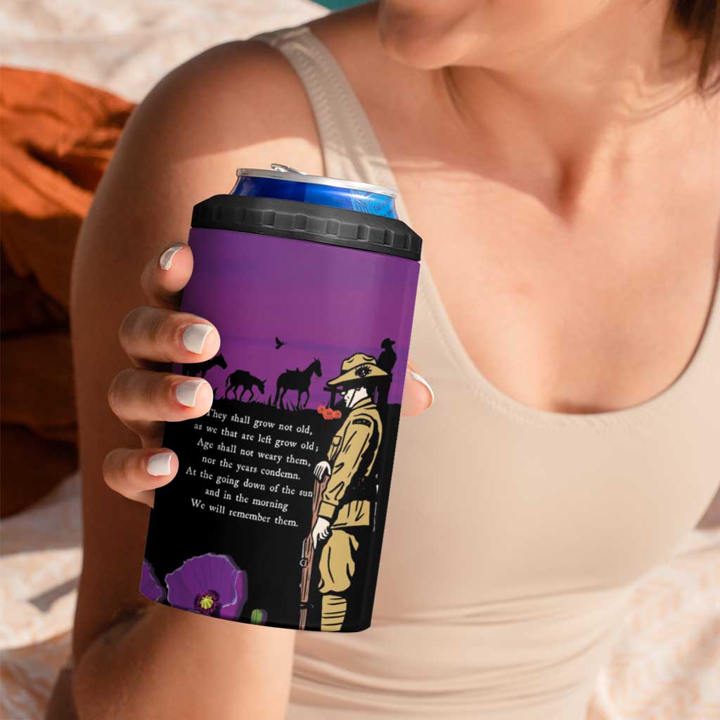 ANZAC Soldier and War Animals 4 in 1 Can Cooler Tumbler We Will Remember Them LT15 - Polynesian Pride