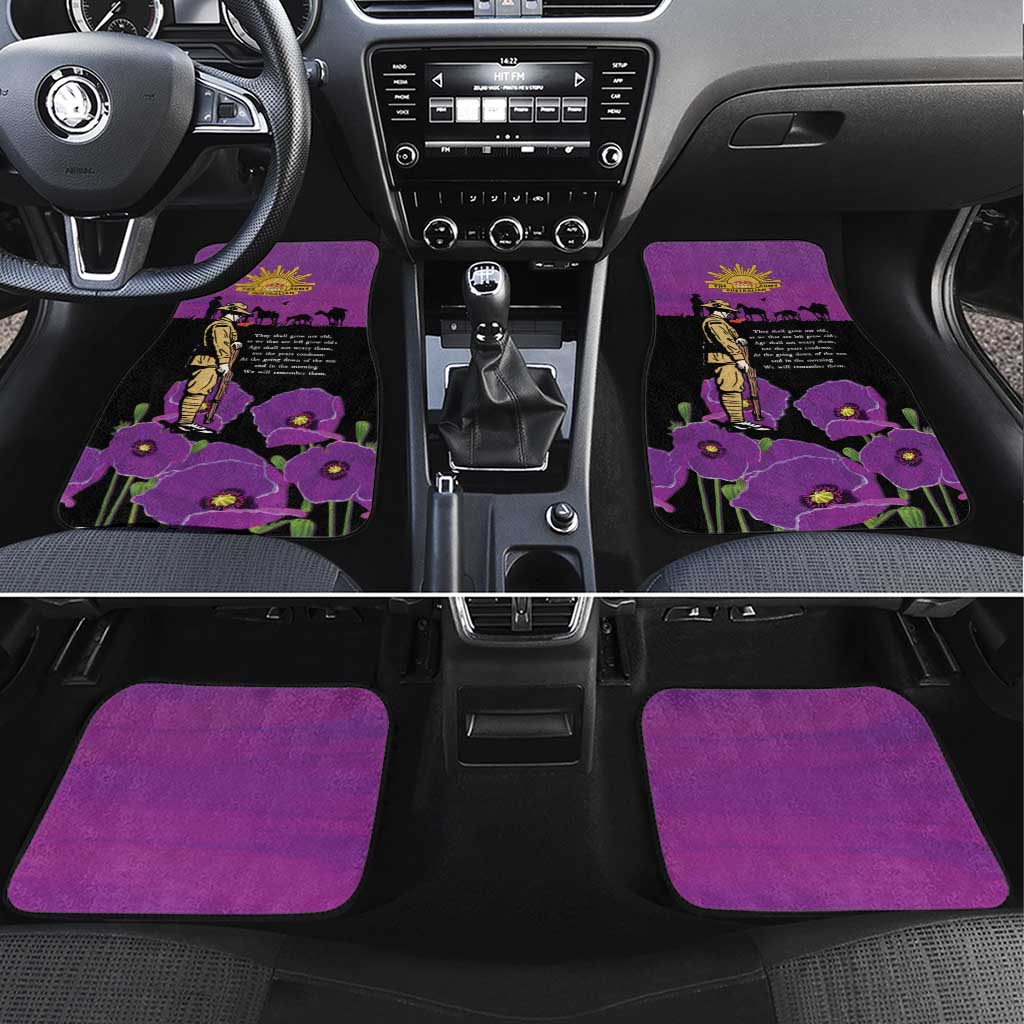 ANZAC Soldier and War Animals Car Mats We Will Remember Them LT15 Set 4pcs Purple - Polynesian Pride