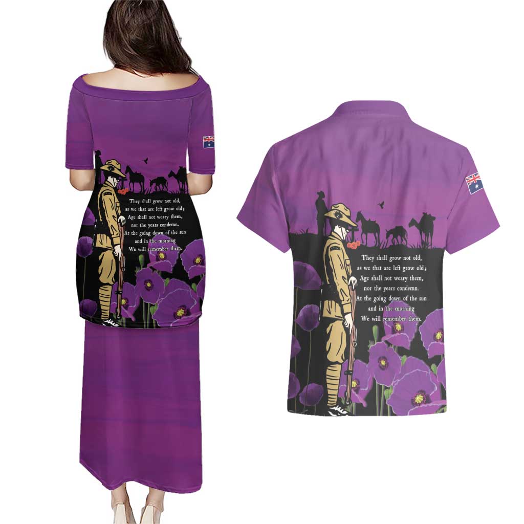 ANZAC Soldier and War Animals Couples Matching Puletasi and Hawaiian Shirt We Will Remember Them LT15 - Polynesian Pride