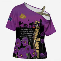 ANZAC Soldier and War Animals Cross Shoulder Shirt We Will Remember Them LT15 Female Purple - Polynesian Pride