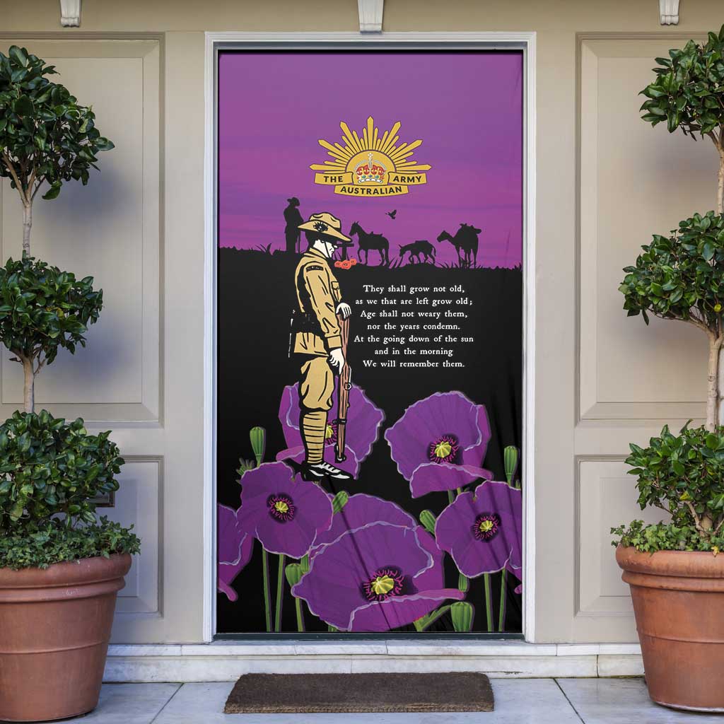 ANZAC Soldier and War Animals Door Cover We Will Remember Them