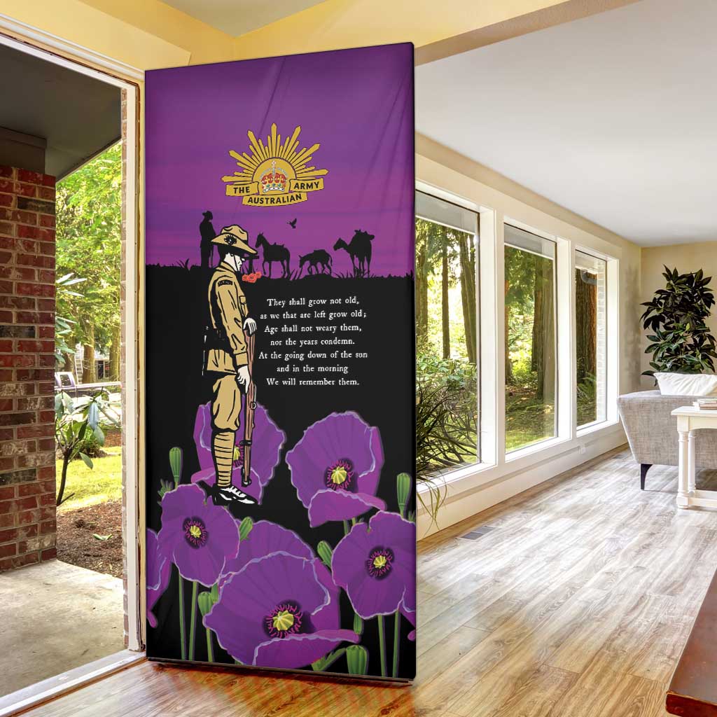 ANZAC Soldier and War Animals Door Cover We Will Remember Them