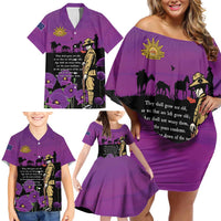 ANZAC Soldier and War Animals Family Matching Off Shoulder Short Dress and Hawaiian Shirt We Will Remember Them