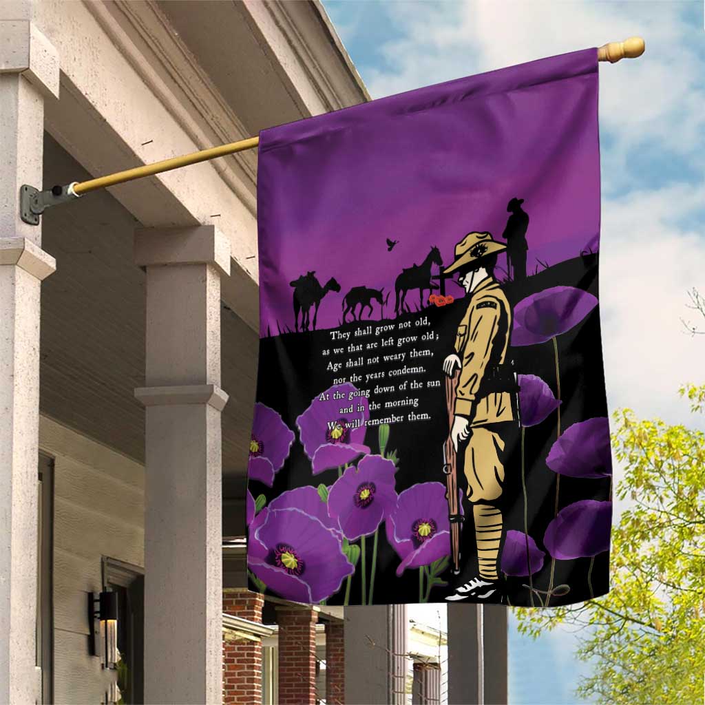 ANZAC Soldier and War Animals Garden Flag We Will Remember Them LT15 House Flag Purple - Polynesian Pride