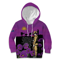 ANZAC Soldier and War Animals Kid Hoodie We Will Remember Them LT15 Hoodie Purple - Polynesian Pride