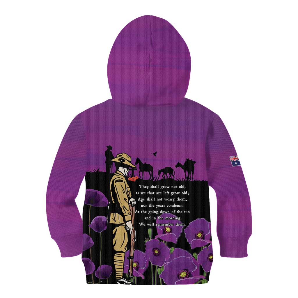 ANZAC Soldier and War Animals Kid Hoodie We Will Remember Them LT15 - Polynesian Pride