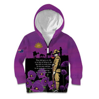 ANZAC Soldier and War Animals Kid Hoodie We Will Remember Them LT15 Zip Hoodie Purple - Polynesian Pride