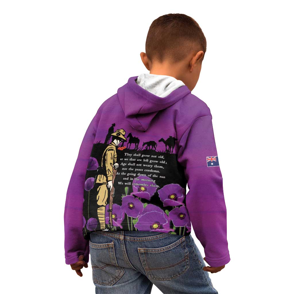 ANZAC Soldier and War Animals Kid Hoodie We Will Remember Them LT15 - Polynesian Pride