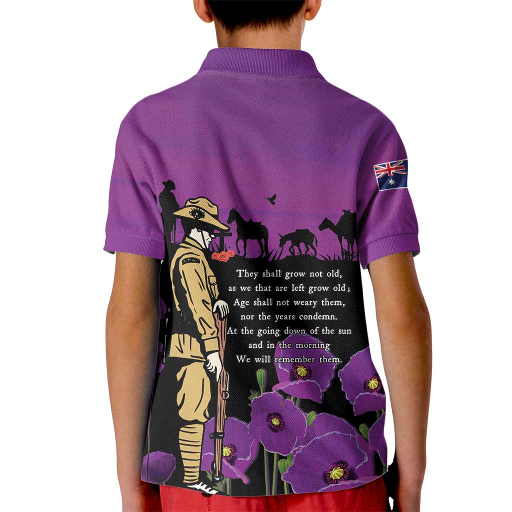 ANZAC Soldier and War Animals Kid Polo Shirt We Will Remember Them LT15 - Polynesian Pride
