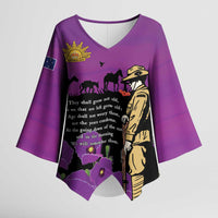 ANZAC Soldier and War Animals Kimono Sleeve Blouse We Will Remember Them LT15 Female Purple - Polynesian Pride