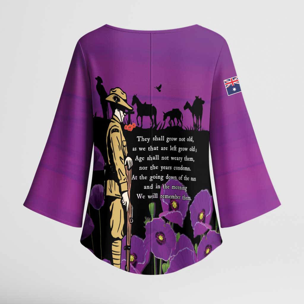 ANZAC Soldier and War Animals Kimono Sleeve Blouse We Will Remember Them LT15 - Polynesian Pride