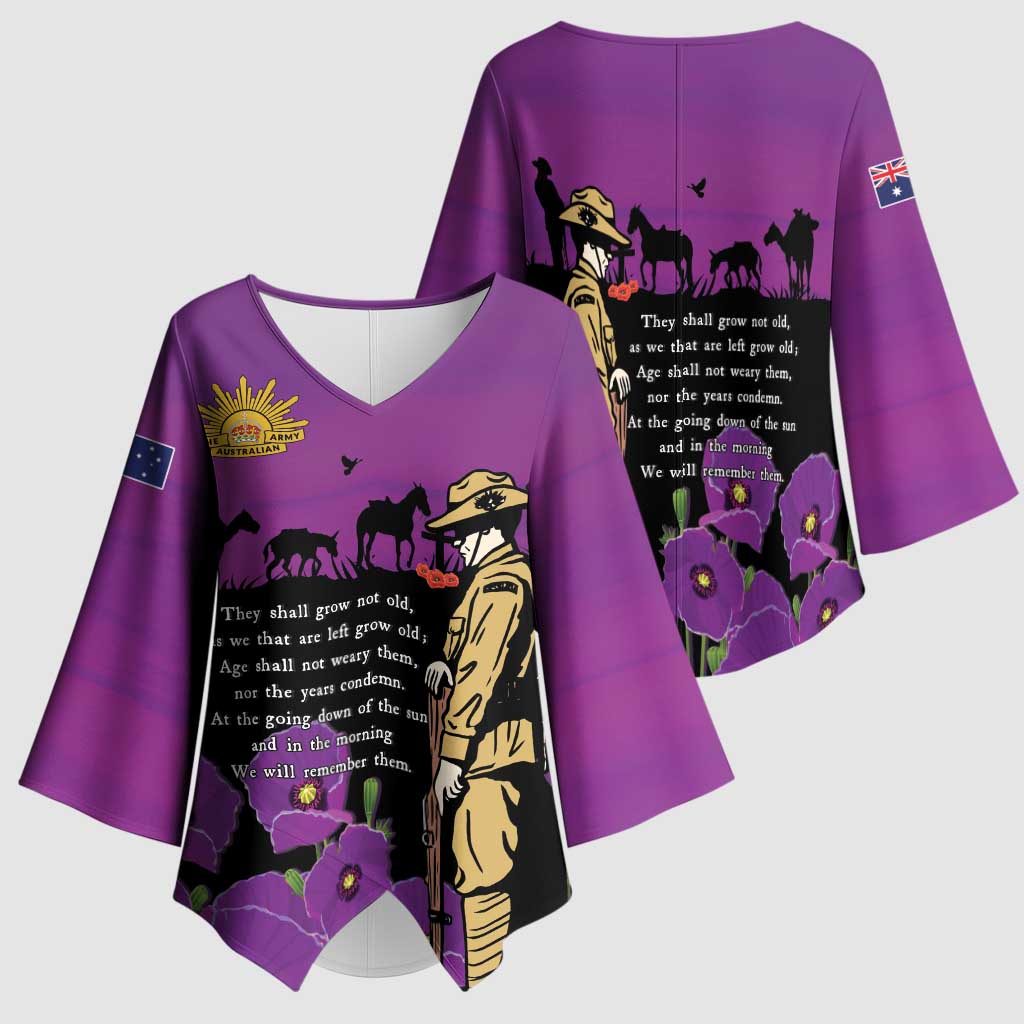 ANZAC Soldier and War Animals Kimono Sleeve Blouse We Will Remember Them LT15 - Polynesian Pride