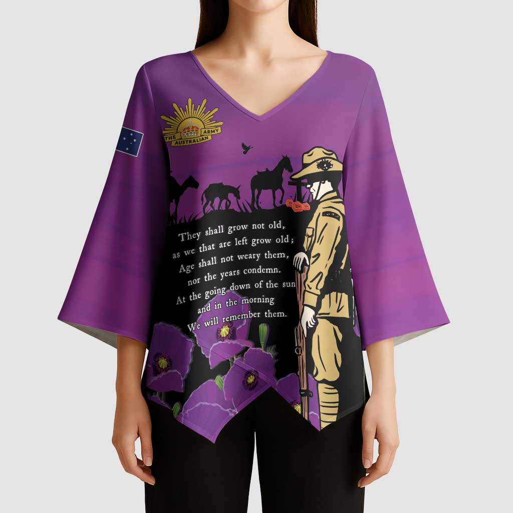 ANZAC Soldier and War Animals Kimono Sleeve Blouse We Will Remember Them LT15 - Polynesian Pride