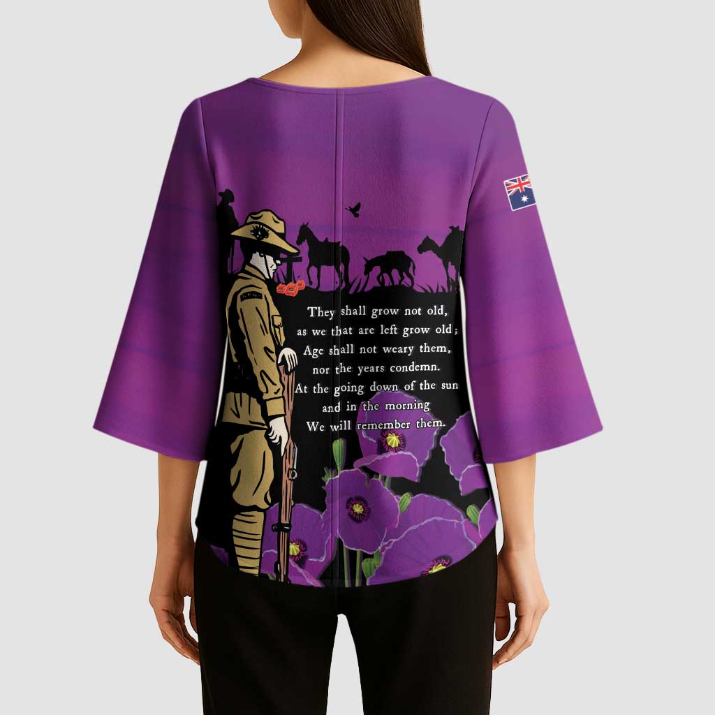 ANZAC Soldier and War Animals Kimono Sleeve Blouse We Will Remember Them LT15 - Polynesian Pride