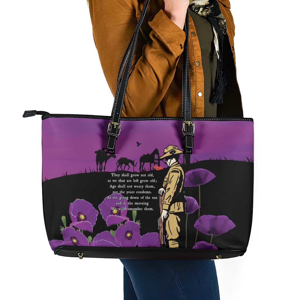 ANZAC Soldier and War Animals Leather Tote Bag We Will Remember Them LT15 - Polynesian Pride