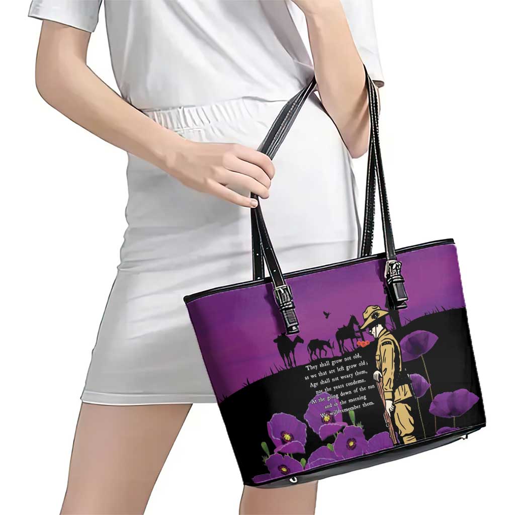ANZAC Soldier and War Animals Leather Tote Bag We Will Remember Them LT15 - Polynesian Pride