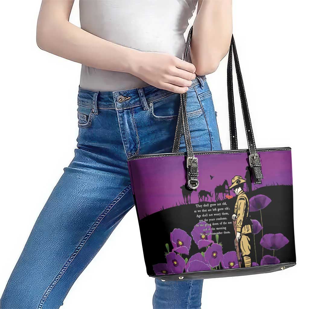 ANZAC Soldier and War Animals Leather Tote Bag We Will Remember Them LT15 - Polynesian Pride