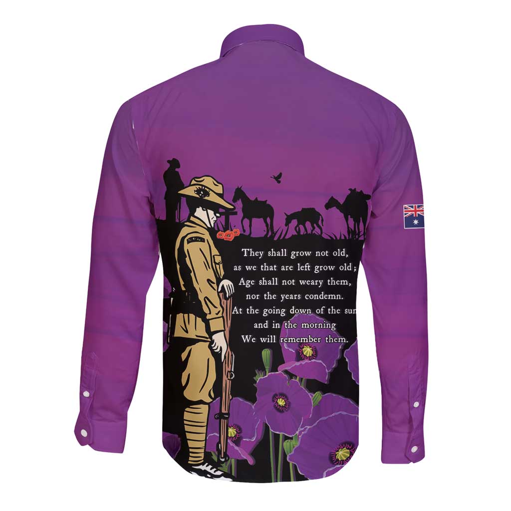 ANZAC Soldier and War Animals Long Sleeve Button Shirt We Will Remember Them LT15 - Polynesian Pride