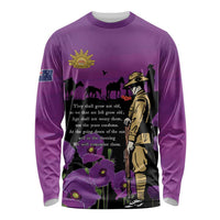 ANZAC Soldier and War Animals Long Sleeve Shirt We Will Remember Them LT15 Unisex Purple - Polynesian Pride