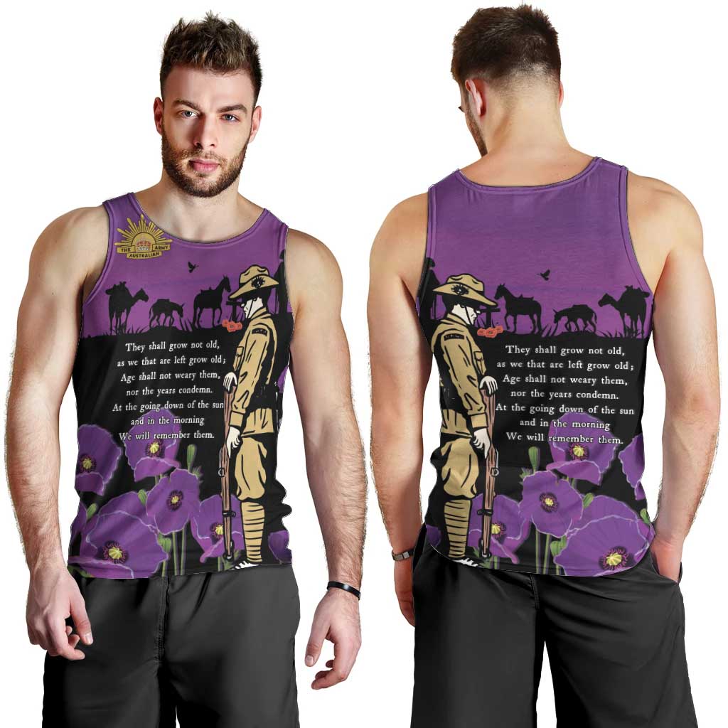 ANZAC Soldier and War Animals Men Tank Top We Will Remember Them LT15 - Polynesian Pride