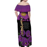 ANZAC Soldier and War Animals Off Shoulder Maxi Dress We Will Remember Them LT15 - Polynesian Pride