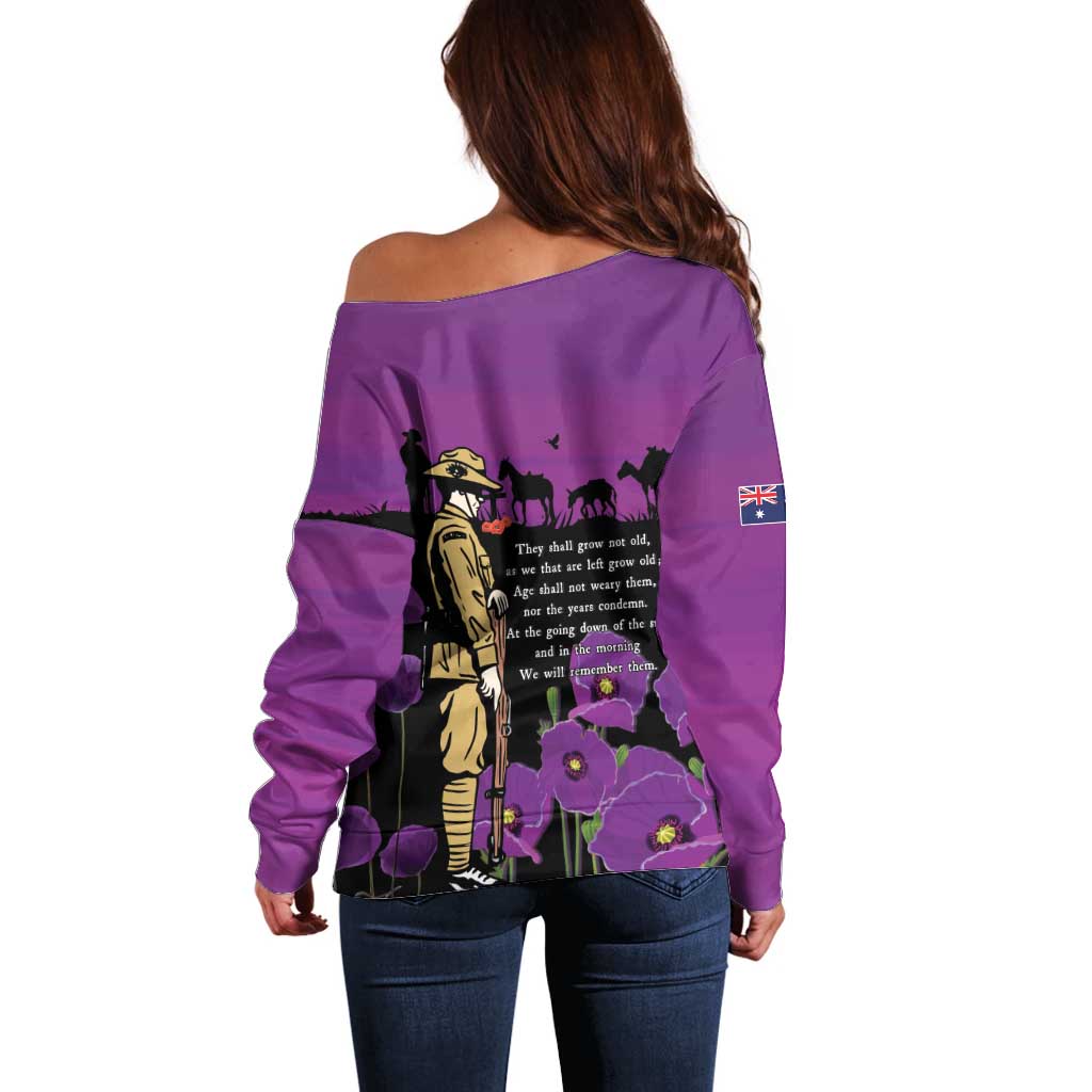 ANZAC Soldier and War Animals Off Shoulder Sweater We Will Remember Them LT15 - Polynesian Pride