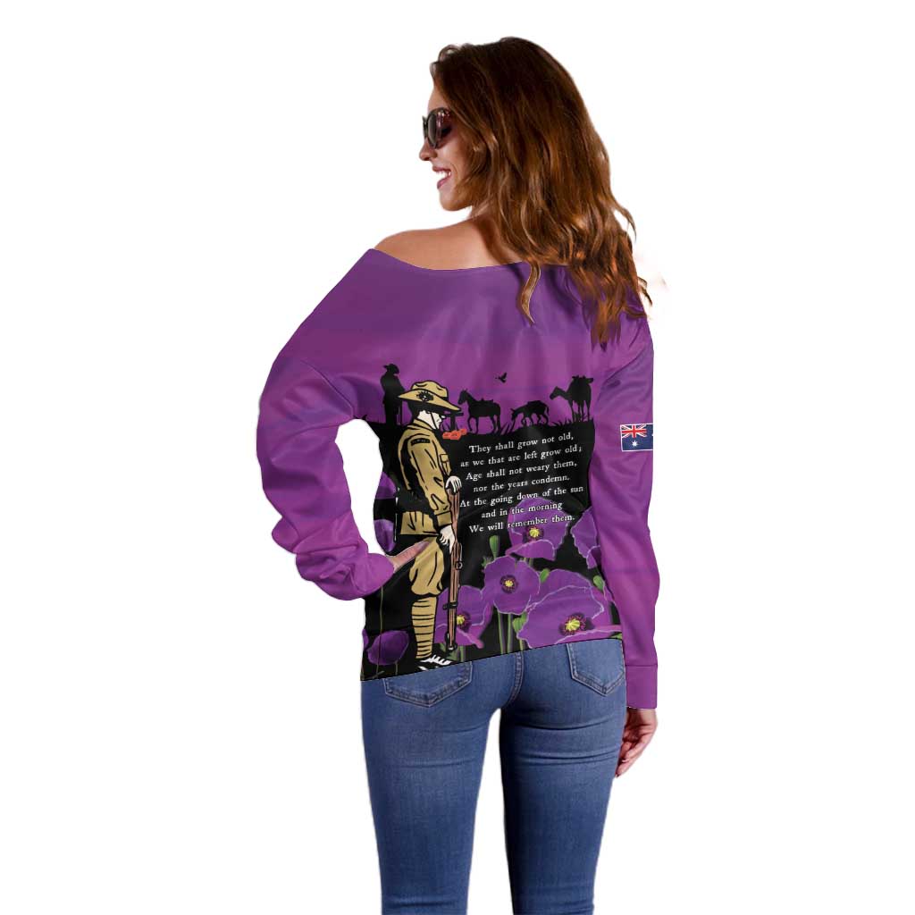 ANZAC Soldier and War Animals Off Shoulder Sweater We Will Remember Them LT15 - Polynesian Pride