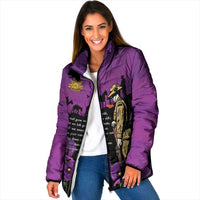 ANZAC Soldier and War Animals Padded Jacket We Will Remember Them LT15 Women Purple - Polynesian Pride