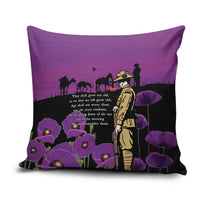 ANZAC Soldier and War Animals Pillow Cover We Will Remember Them LT15 Purple - Polynesian Pride