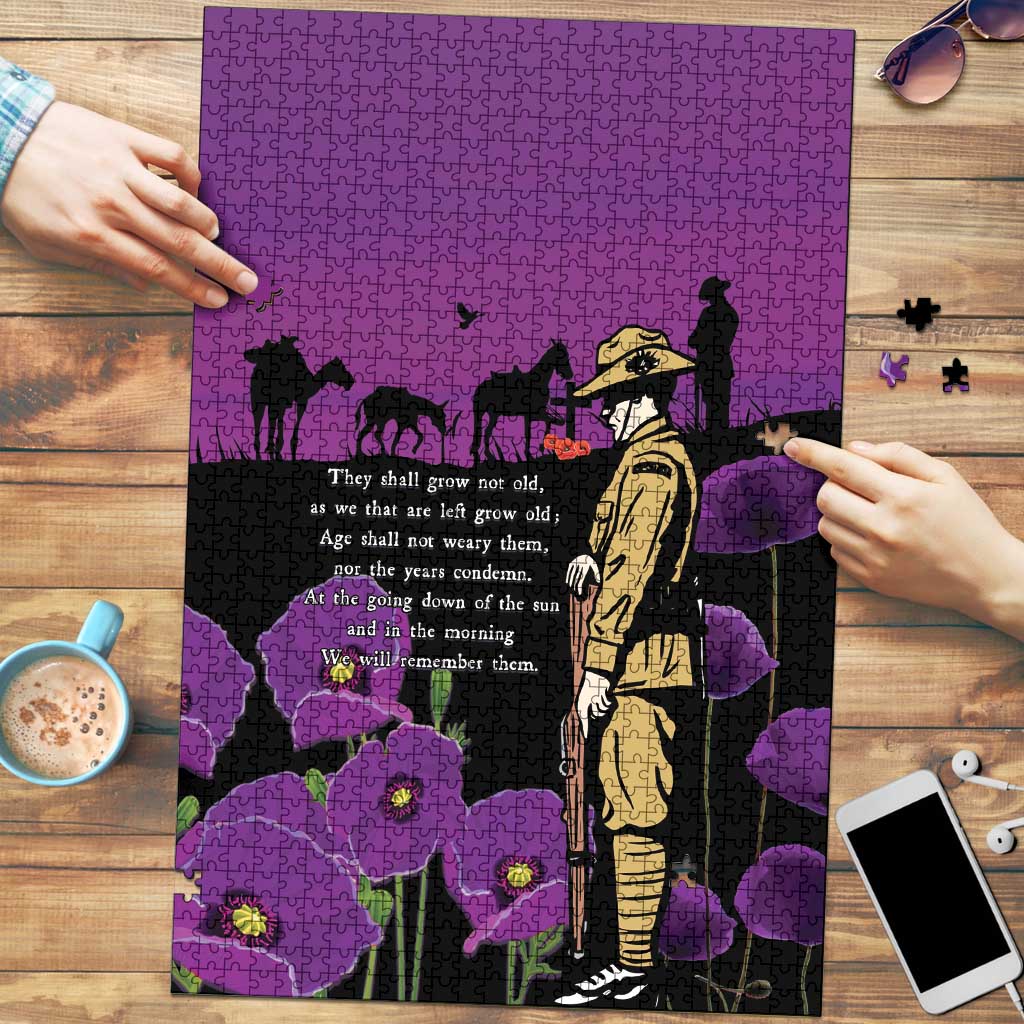 ANZAC Soldier and War Animals Puzzle We Will Remember Them LT15 Purple - Polynesian Pride