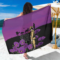 ANZAC Soldier and War Animals Sarong We Will Remember Them LT15 One Size 44 x 66 inches Purple - Polynesian Pride