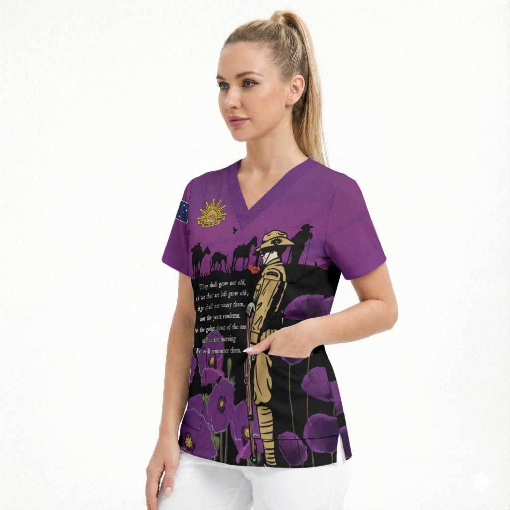ANZAC Soldier and War Animals Scrub Top We Will Remember Them LT15 - Polynesian Pride