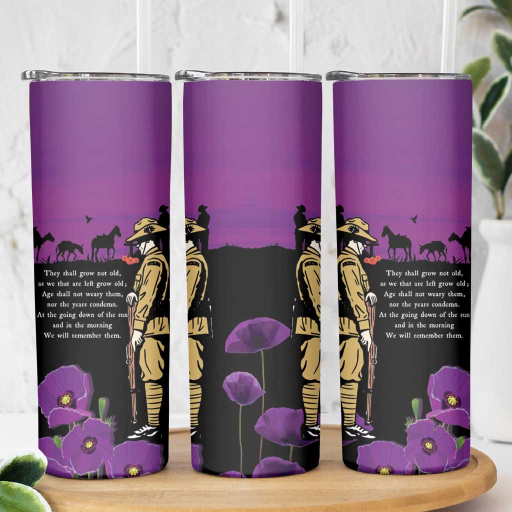 ANZAC Soldier and War Animals Skinny Tumbler We Will Remember Them LT15 - Polynesian Pride