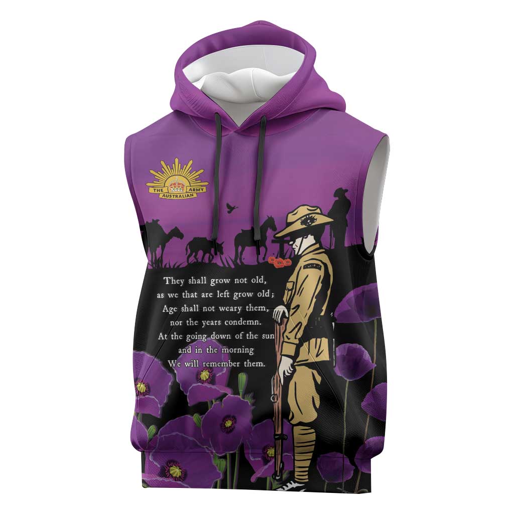 ANZAC Soldier and War Animals Sleeveless Hoodie We Will Remember Them