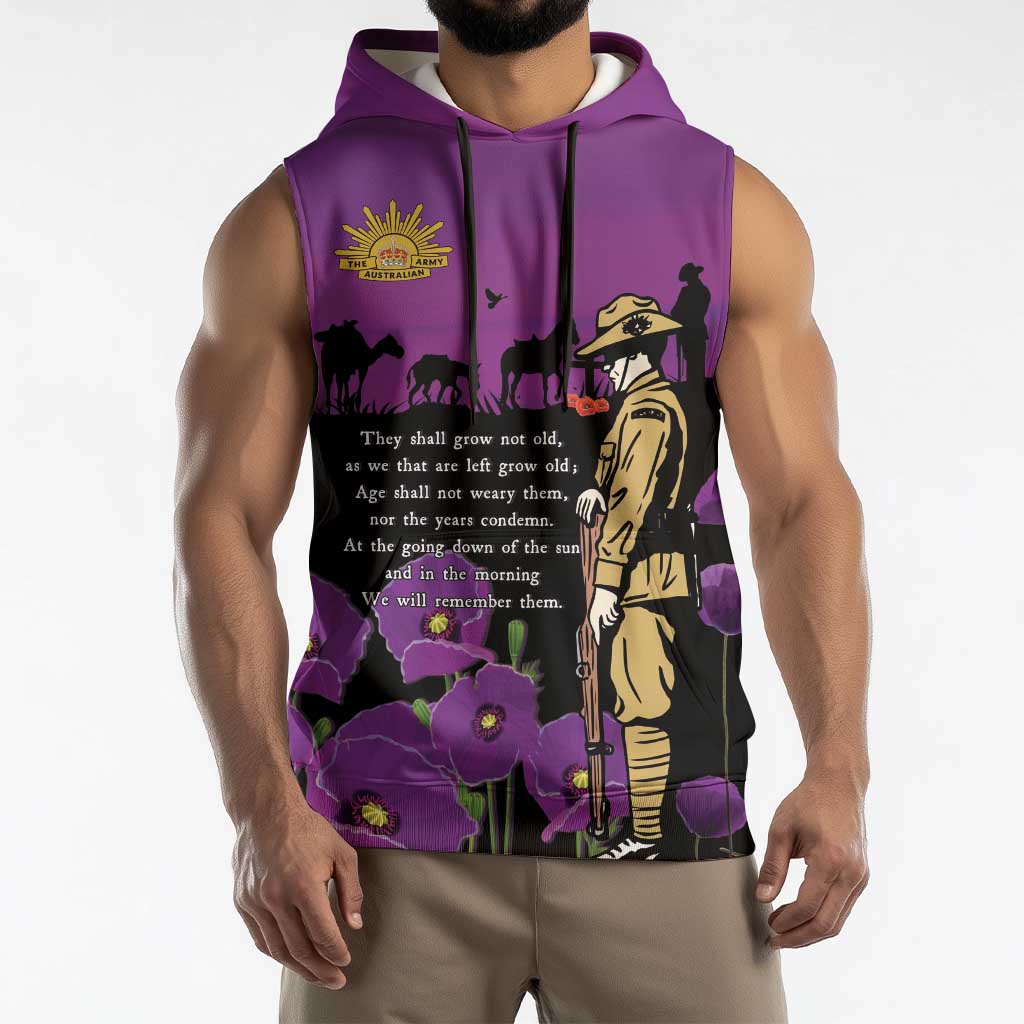 ANZAC Soldier and War Animals Sleeveless Hoodie We Will Remember Them