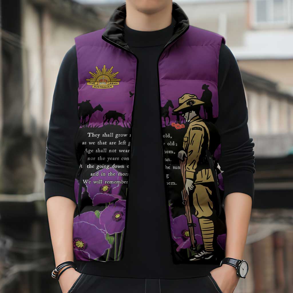 ANZAC Soldier and War Animals Sleeveless Puffer Jacket We Will Remember Them LT15 - Polynesian Pride